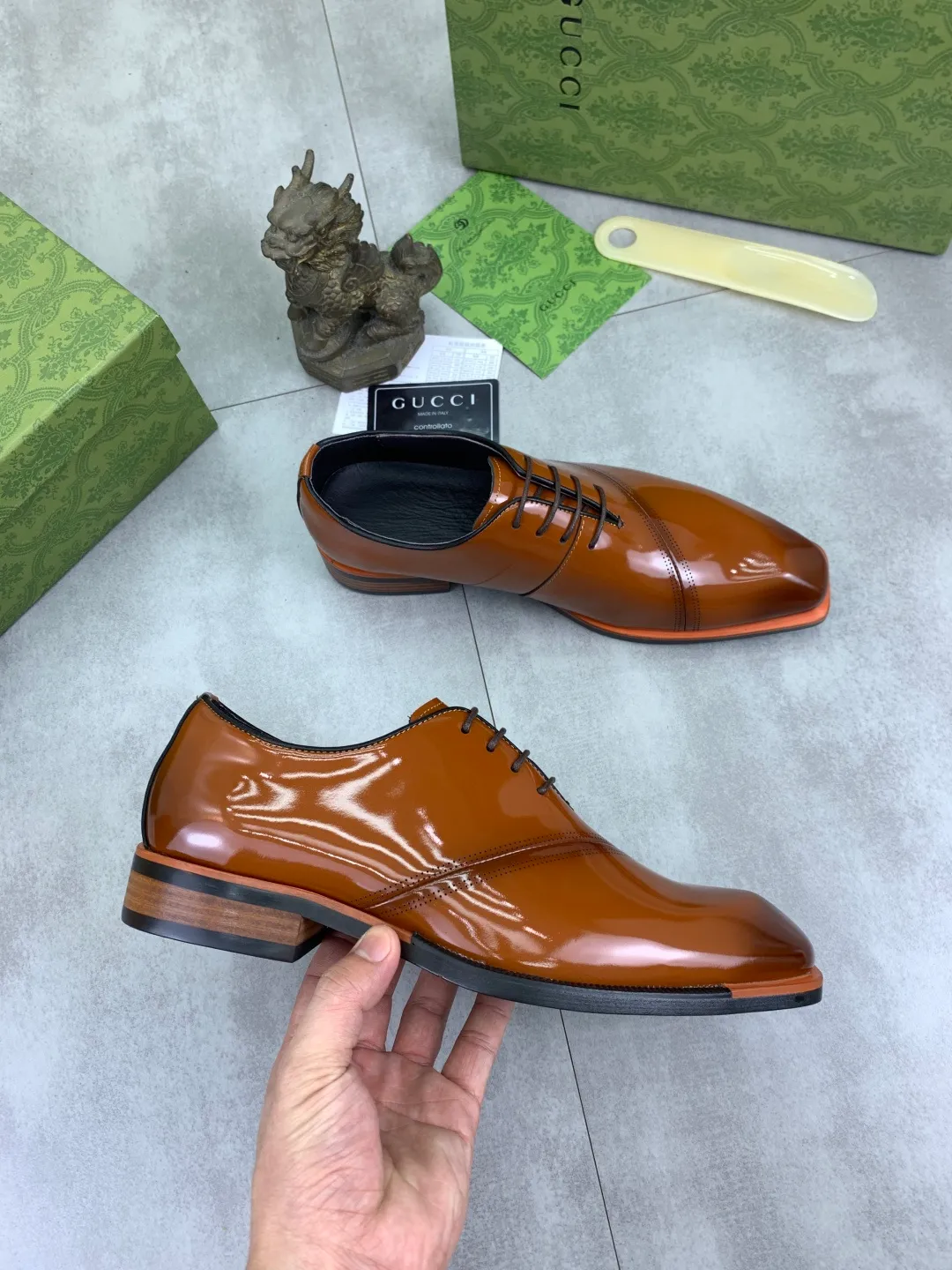 Men's Men's Shoes 💰P580 [New Style] 💰💎💎💎 [Gucci] GUCCI high-end men's formal business leather shoes, original order 1:1! Original imported high-end calfskin, original metal buckle, imported first-layer pigskin lining for feet, original high-end outsole, men's shoe size: 38-44